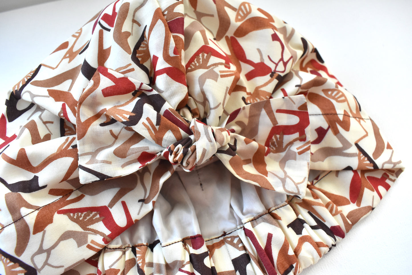 Ladies Turban Hat - Liberty of London Clara Cream Heels print