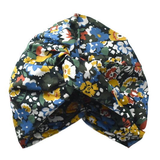 Little Susan Turban Hat - Green Floral print by Liberty of London
