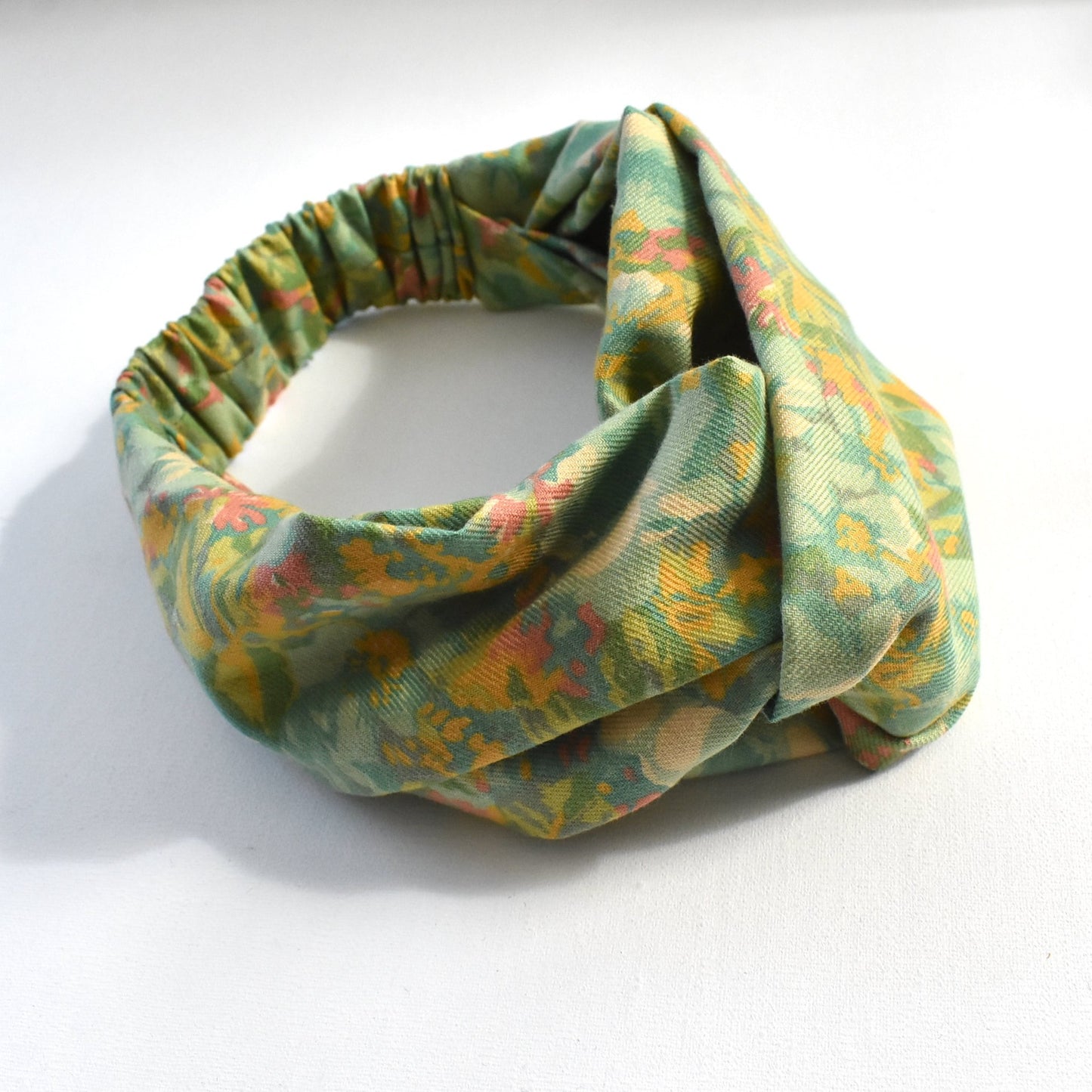 Twisted Turban hairband - Clydella Green Floral - in Vintage Liberty of London Lantana