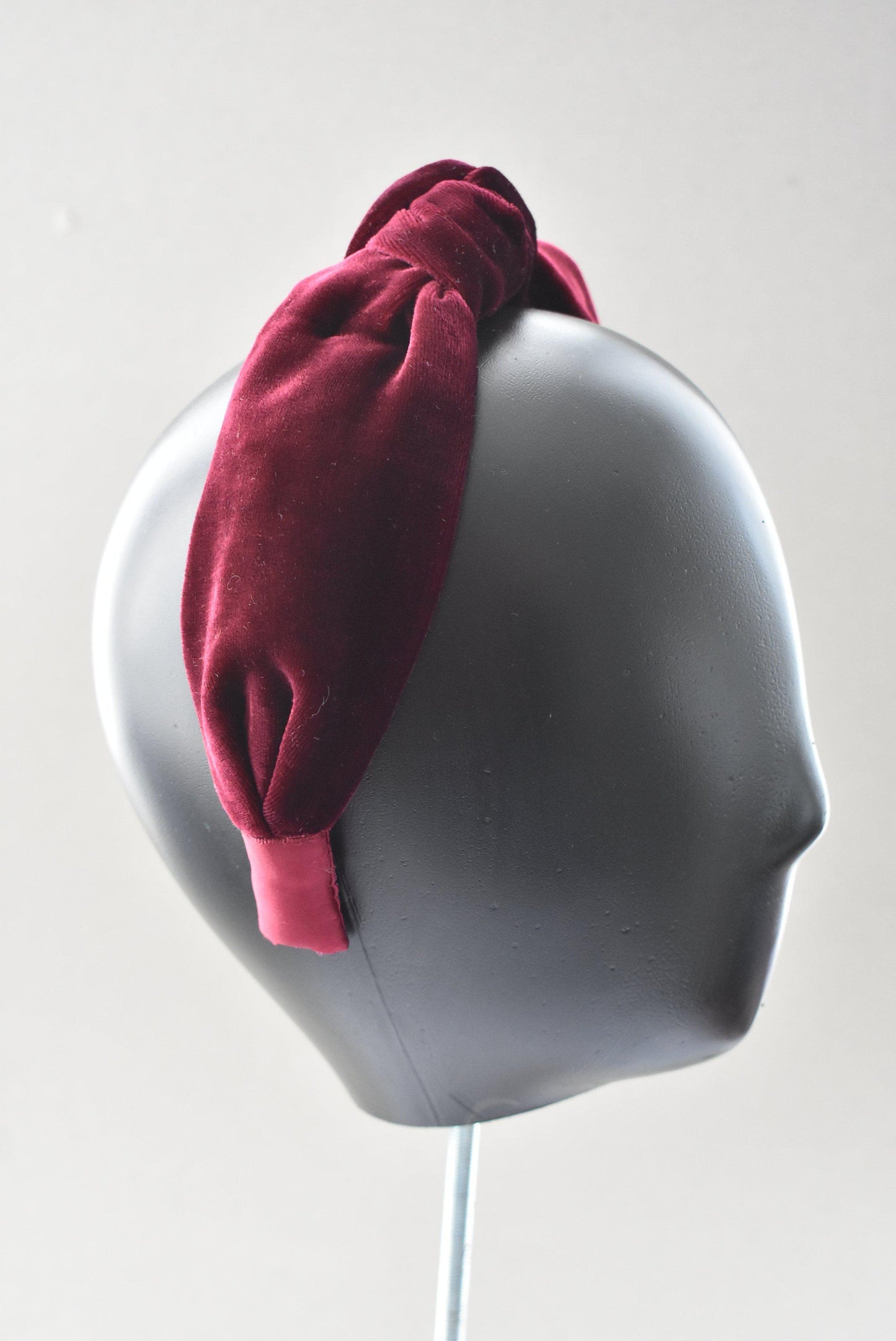 Classic Knot head band - Ruby & Ox Blood Red Velvet - Tot Knots of Brighton