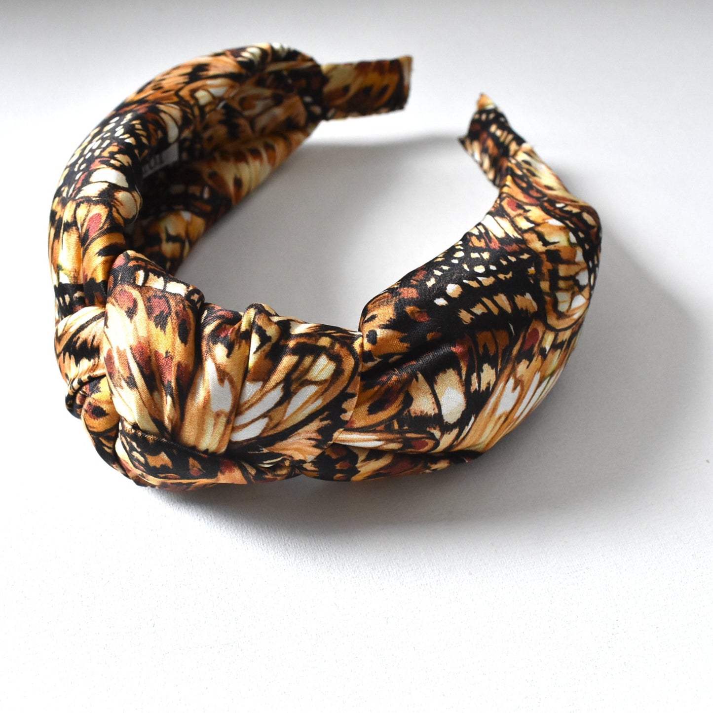 Luxury Silk Knot Alice band - Liberty of London Kaleidoscope in Brown Silk Satin