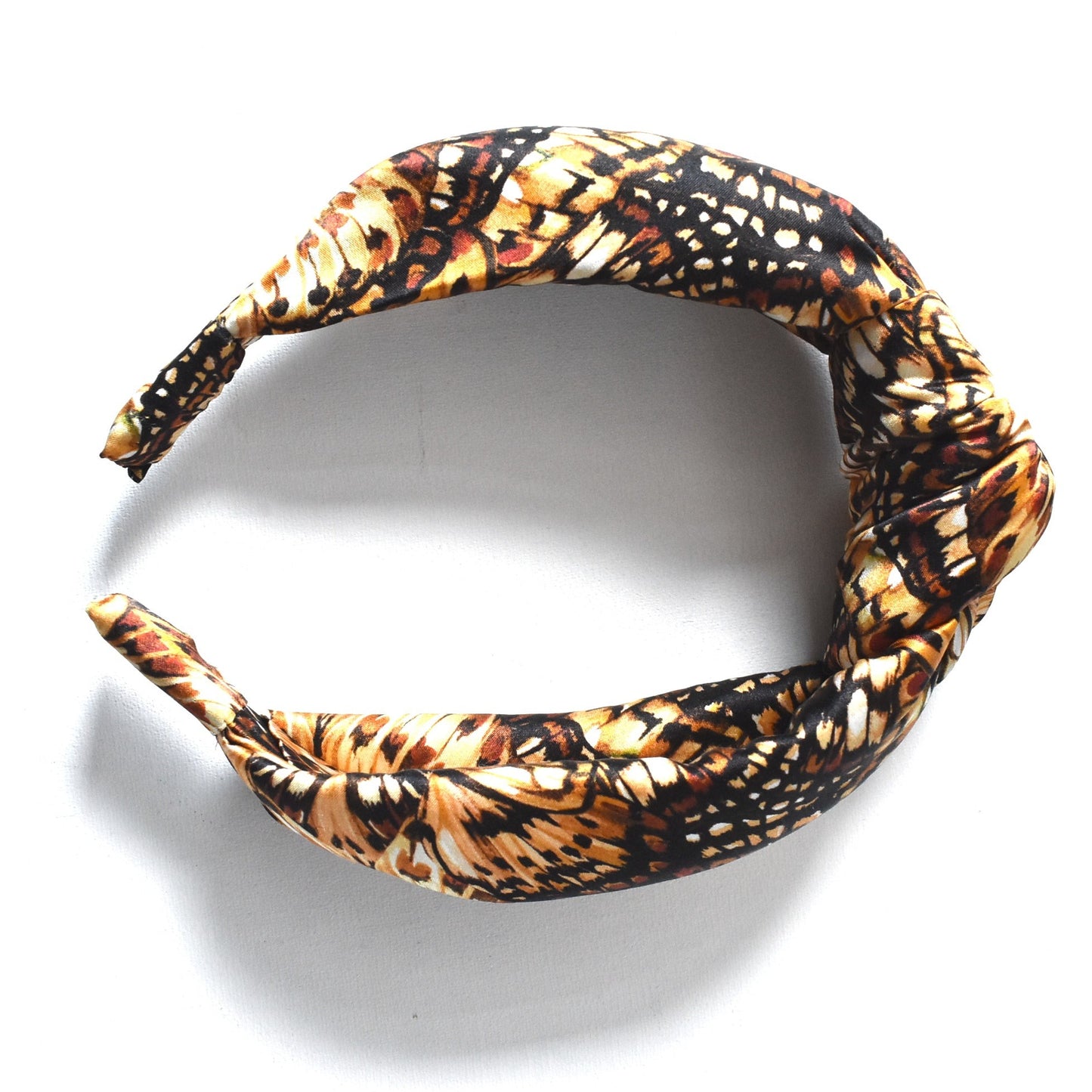 Luxury Silk Knot Alice band - Liberty of London Kaleidoscope in Brown Silk Satin