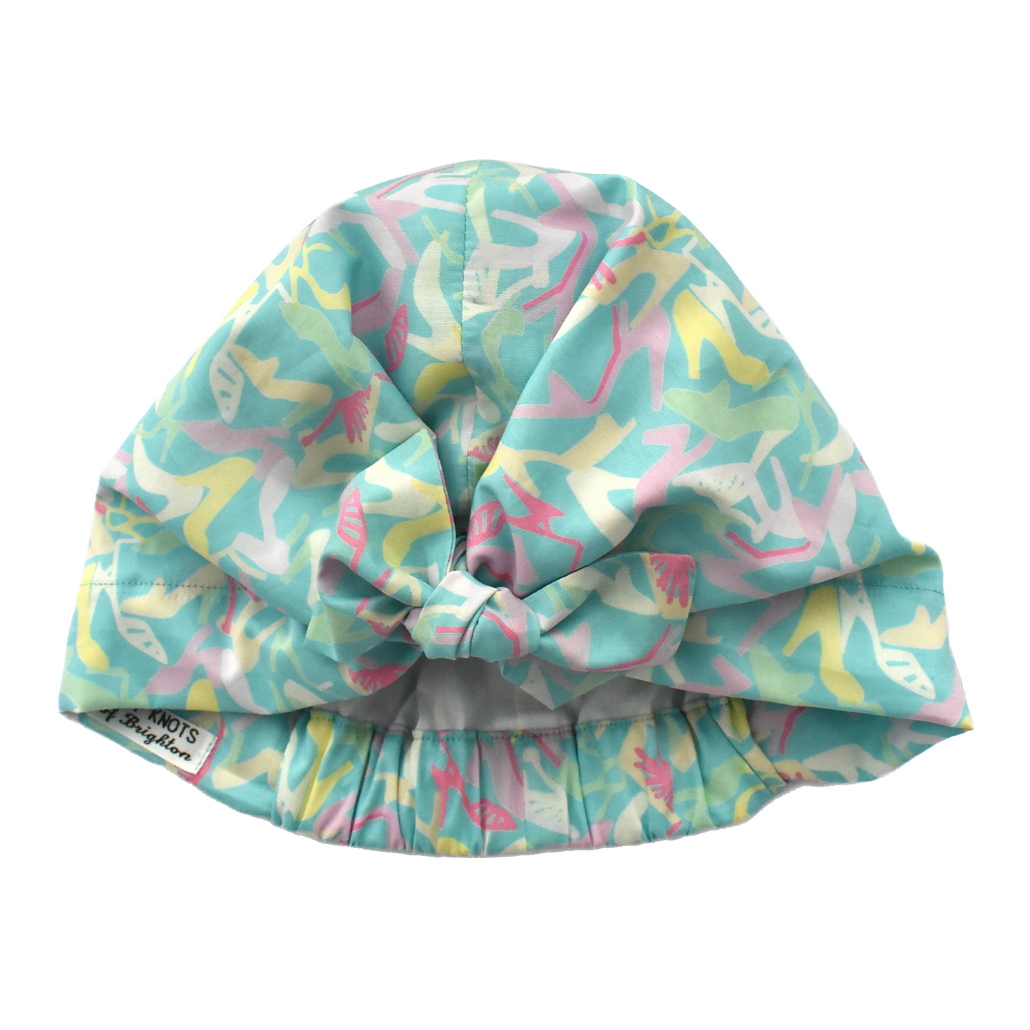 Ladies Turban Hat - Liberty of London Vintage Clara Aqua High Heels print