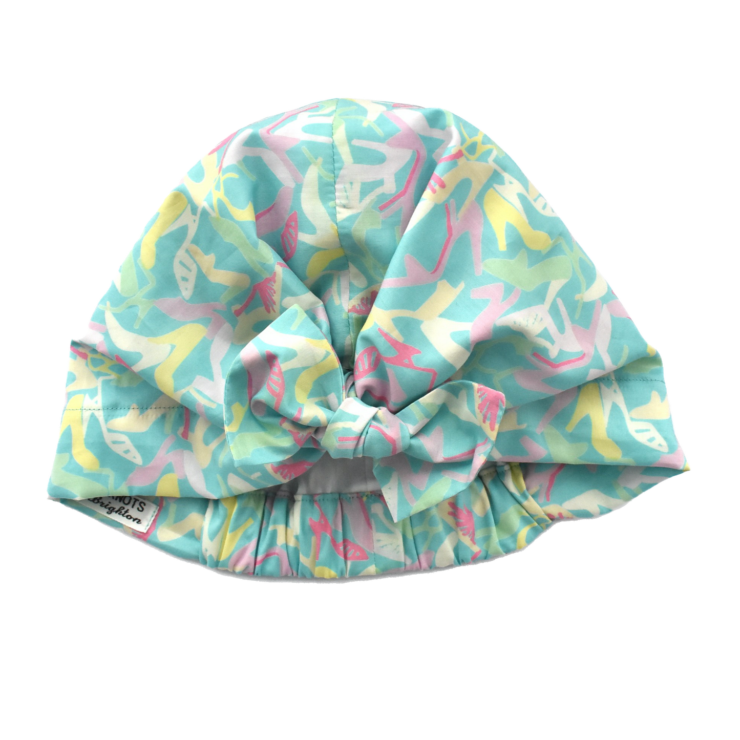 Ladies Turban Hat - Liberty of London Vintage Clara Aqua High Heels print