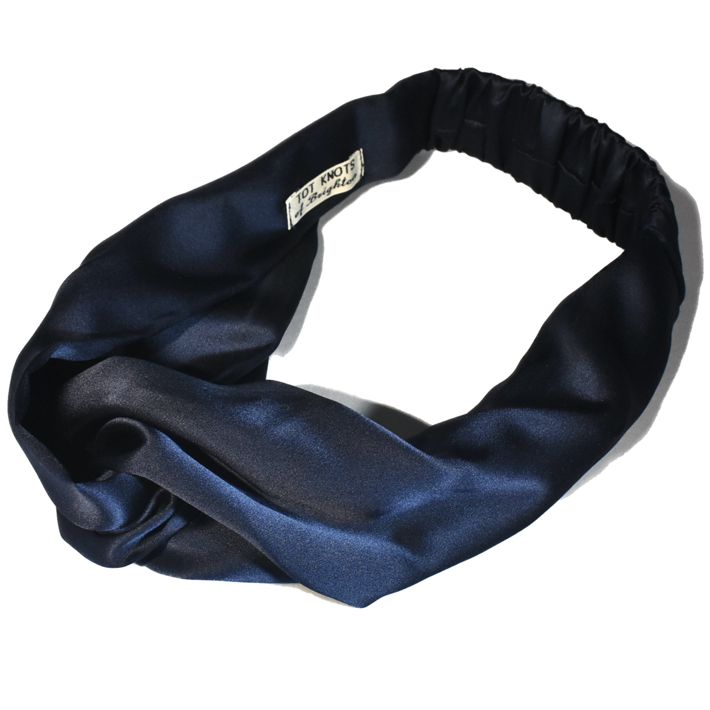 Navy Blue Silk Twisted Turban hairband and neck scarf in Mulberry Silk - 100% pure silk satin