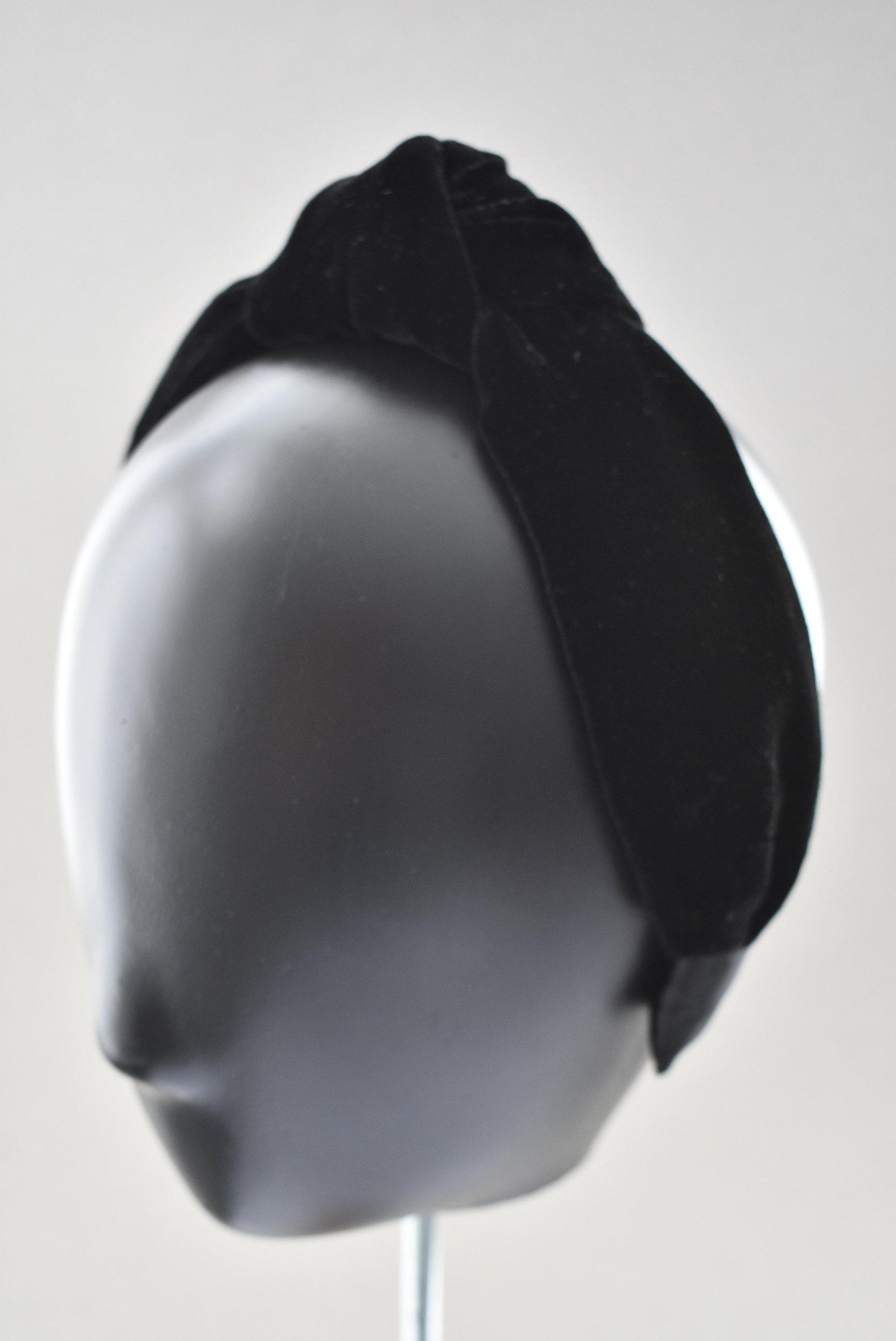 Ladies Tot Knot Alice band - Black Velvet - Tot Knots of Brighton