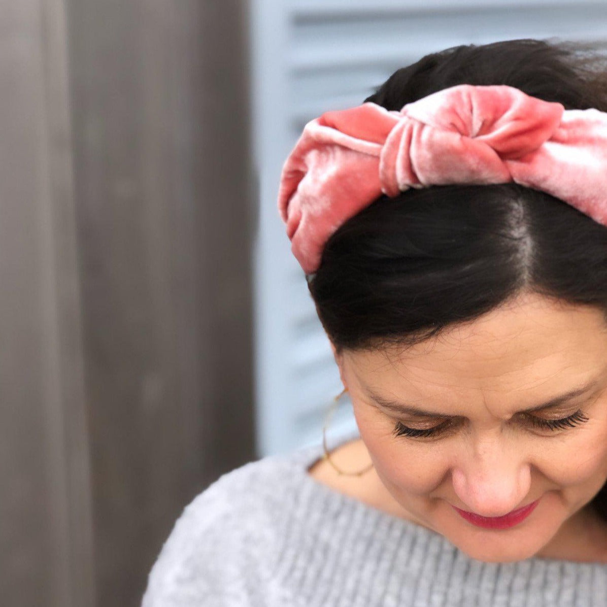 Classic Knot head band - Dusty Pink Silk Velvet