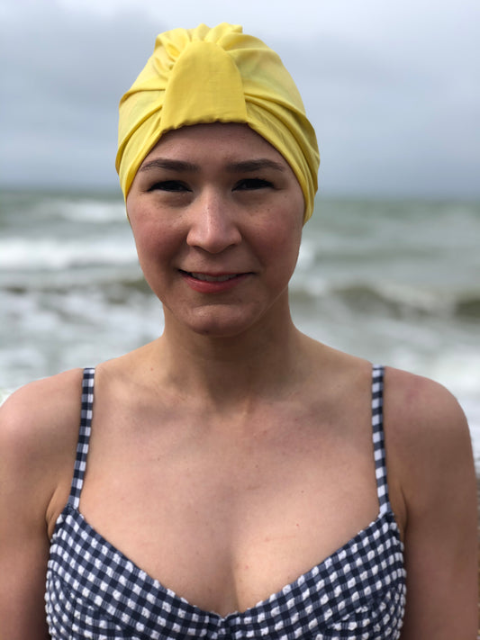 Salty Sea Knot - Swimming Cap Topper - Swim Turban - Yellow