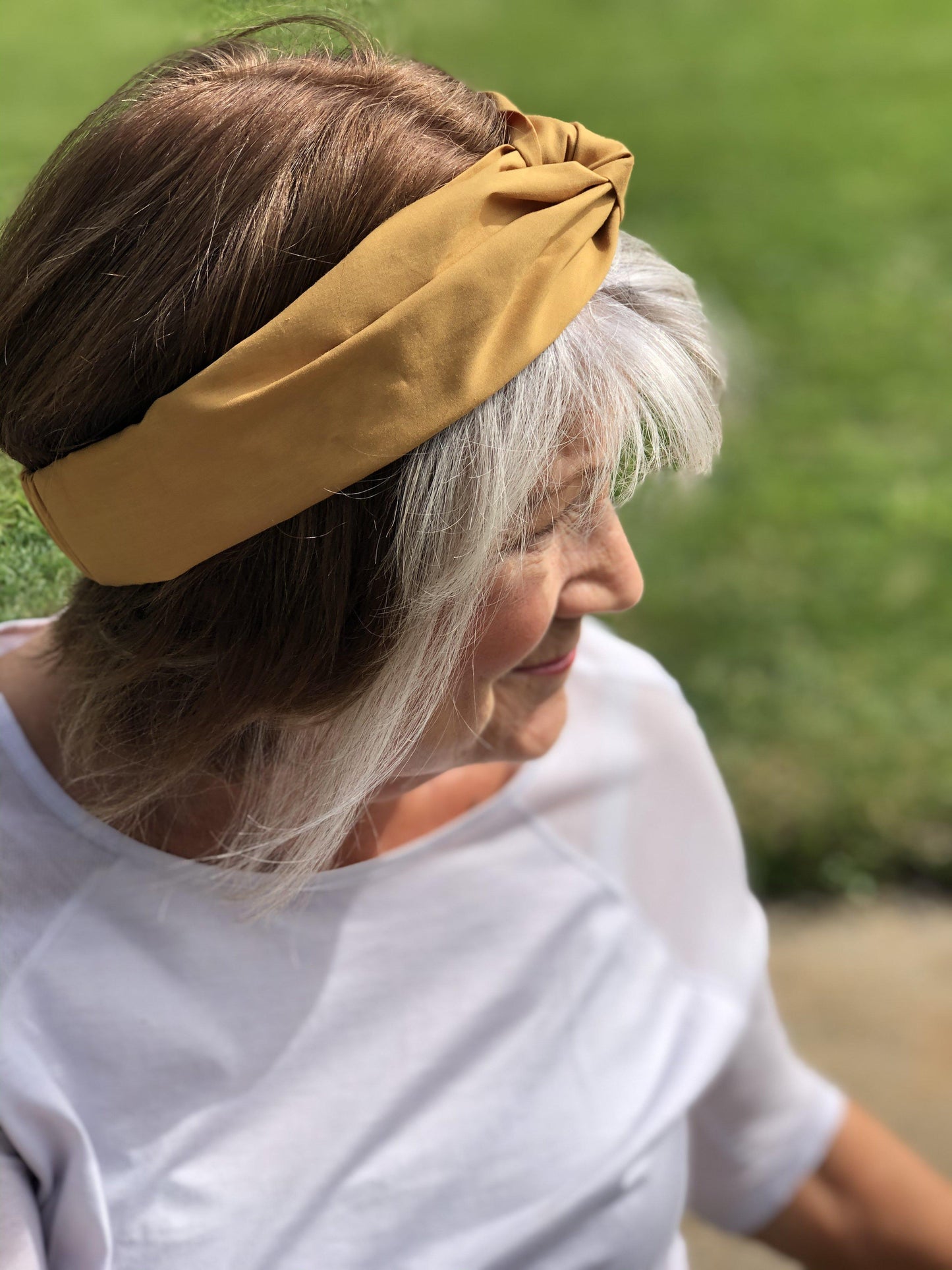 Ladies Twisted Turban Headband - Liberty of London Mustard Yellow