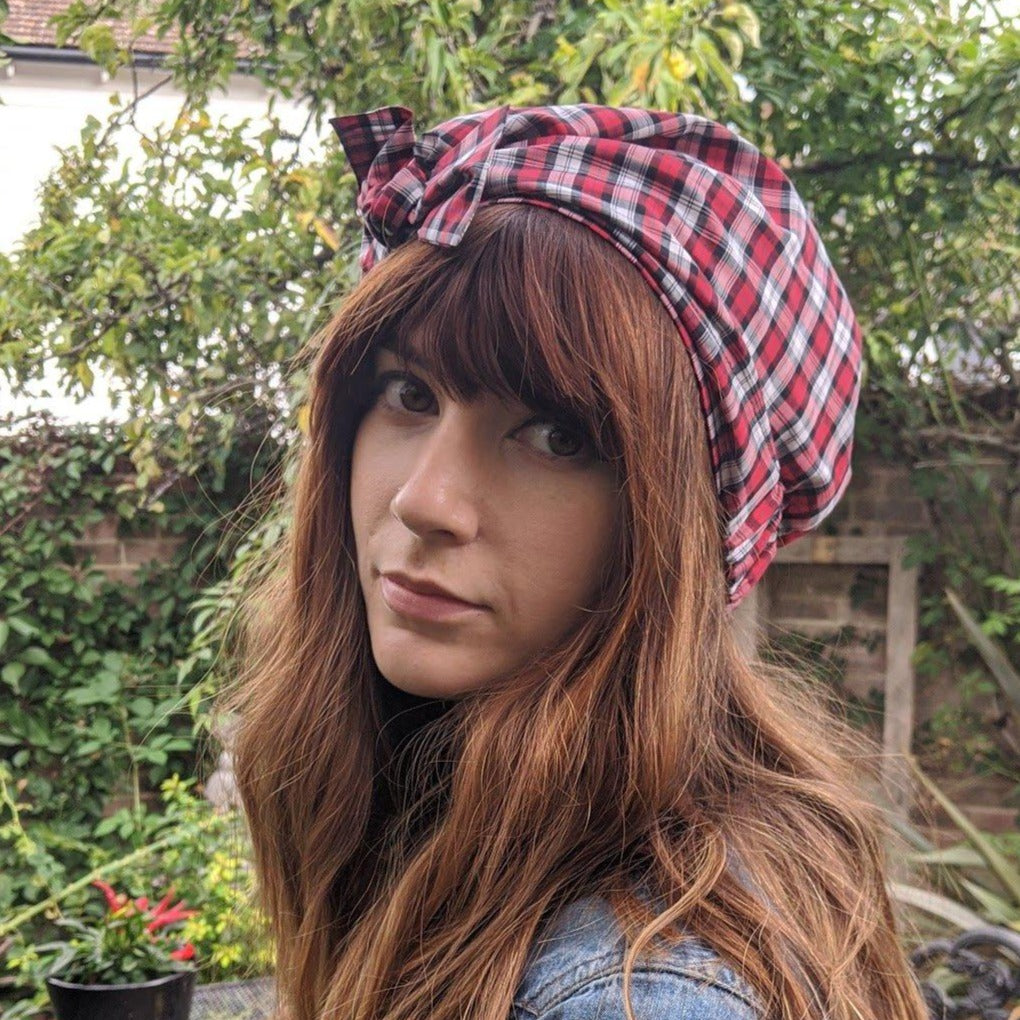 Ladies Turban Hat - Liberty of London Red & Black Check