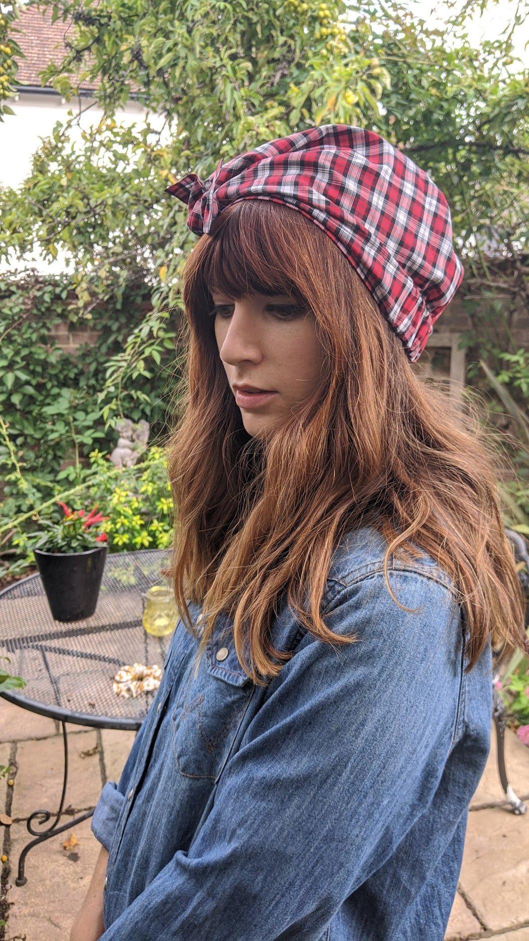 Ladies Turban Hat - Liberty of London Red & Black Check