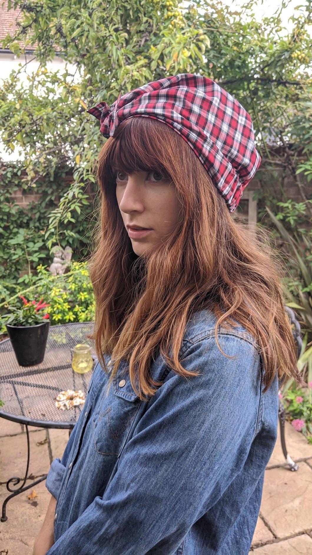 Ladies Turban Hat - Liberty of London Red & Black Check
