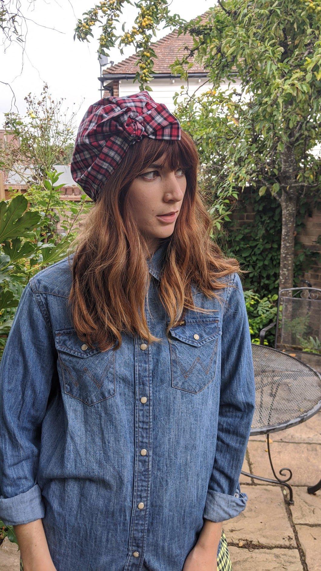 Ladies Turban Hat - Liberty of London Red & Black Check