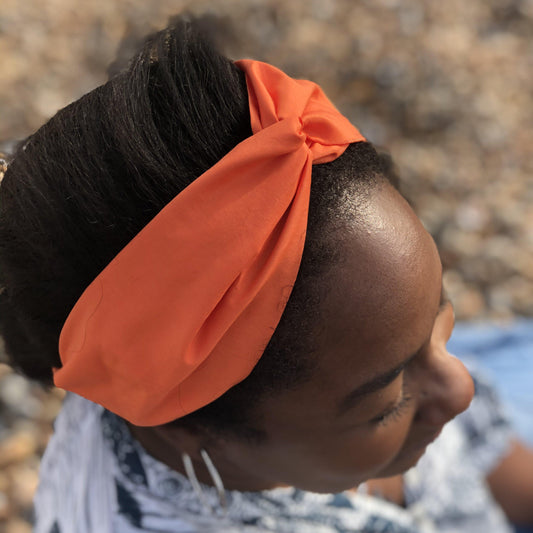 Ladies Twisted Turban Headband - Liberty of London Tangerine Orange