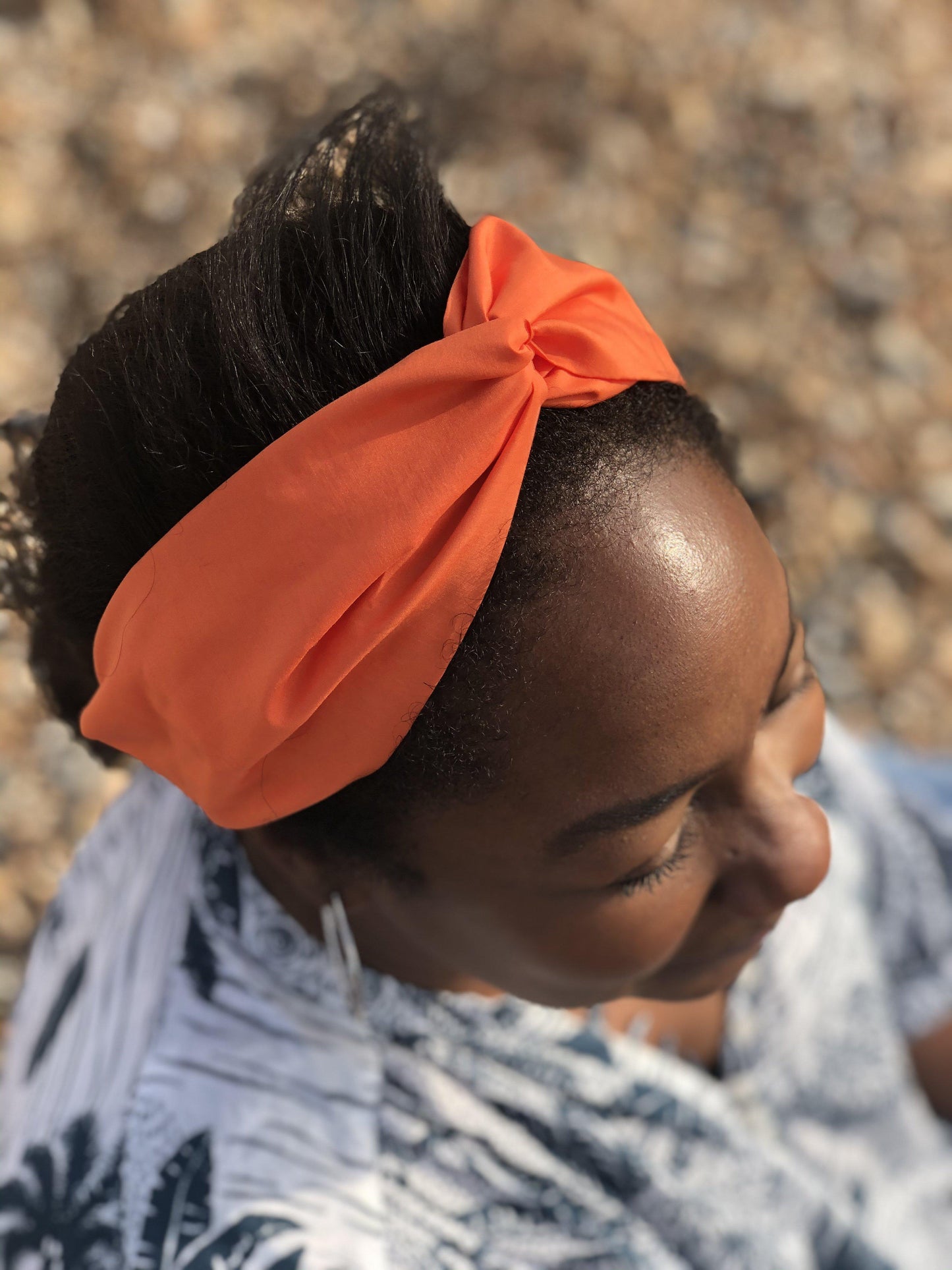 Ladies Twisted Turban Headband - Liberty of London Tangerine Orange