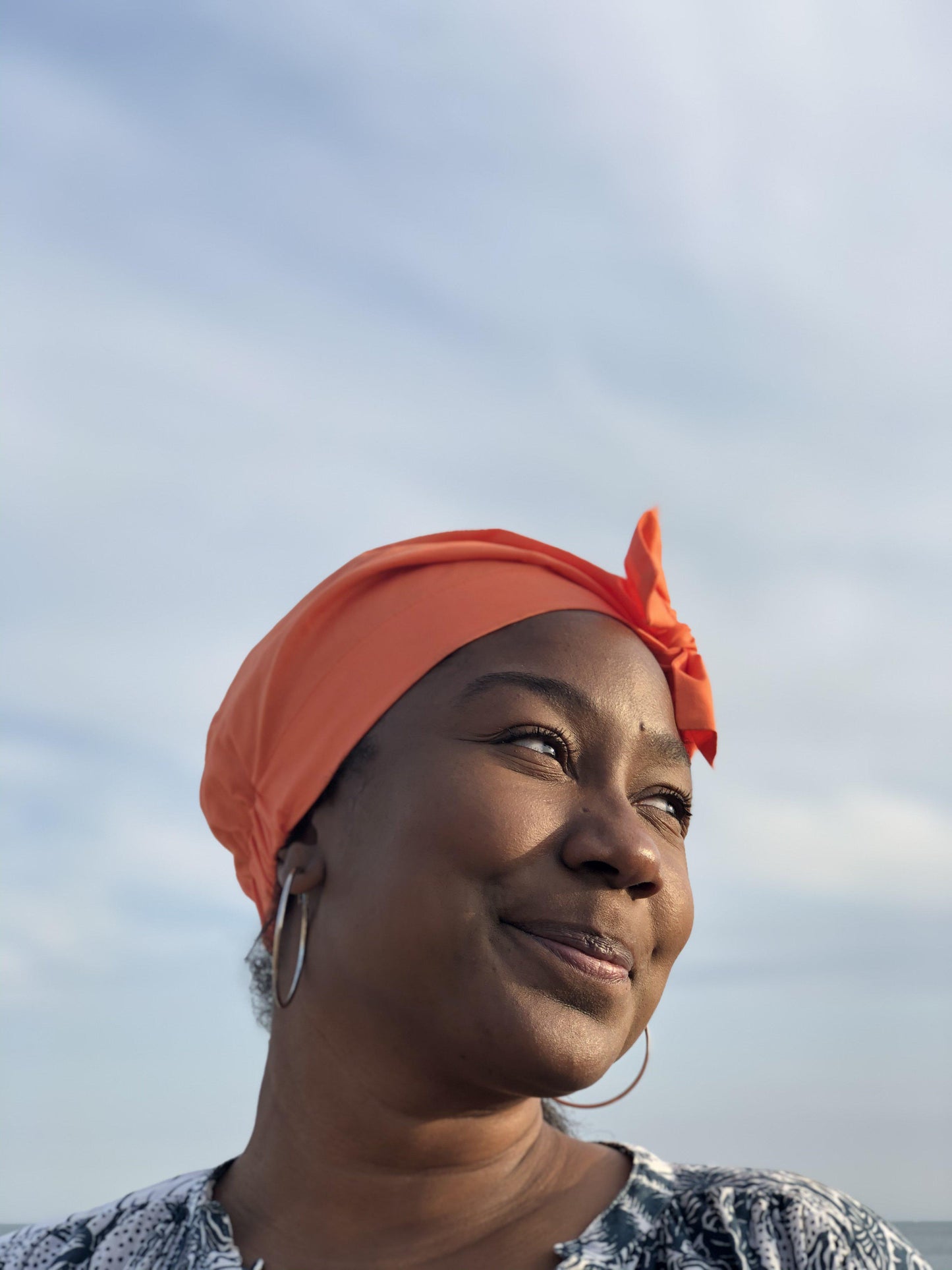 Ladies Turban Hat - Liberty of London Tangerine Orange