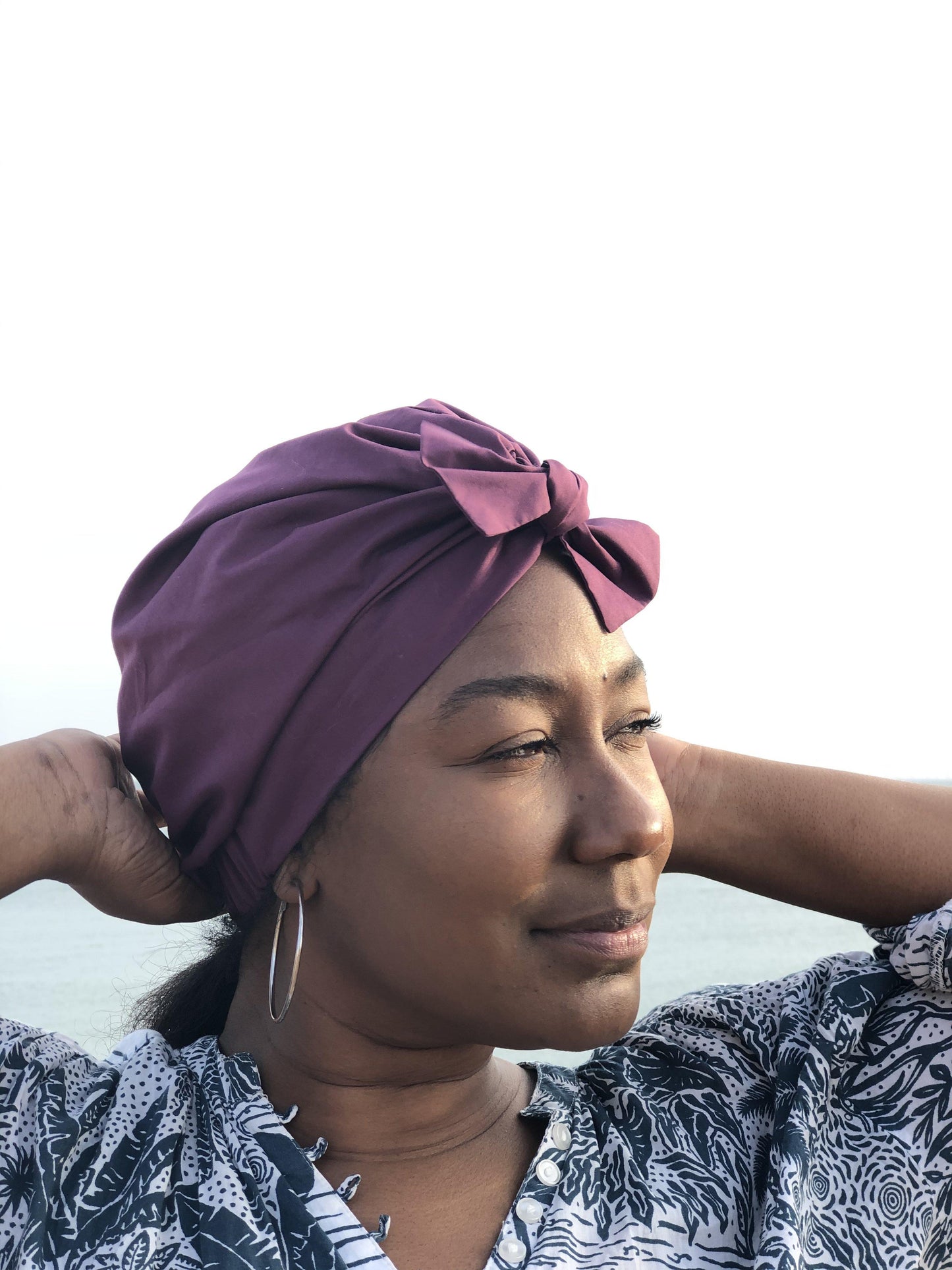 Ladies Turban Hat - Liberty of London Aubergine Purple