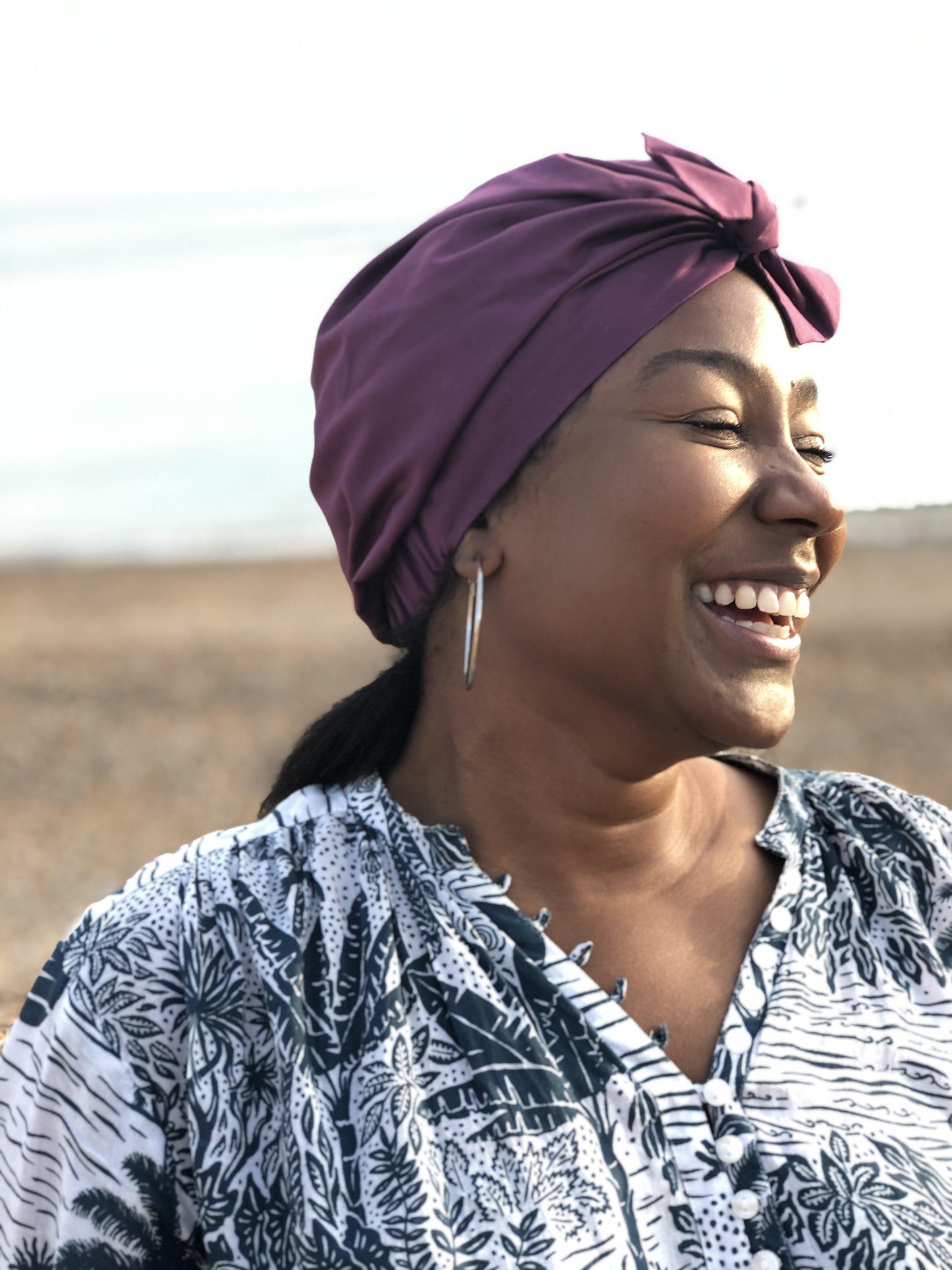 Ladies Turban Hat - Liberty of London Aubergine Purple