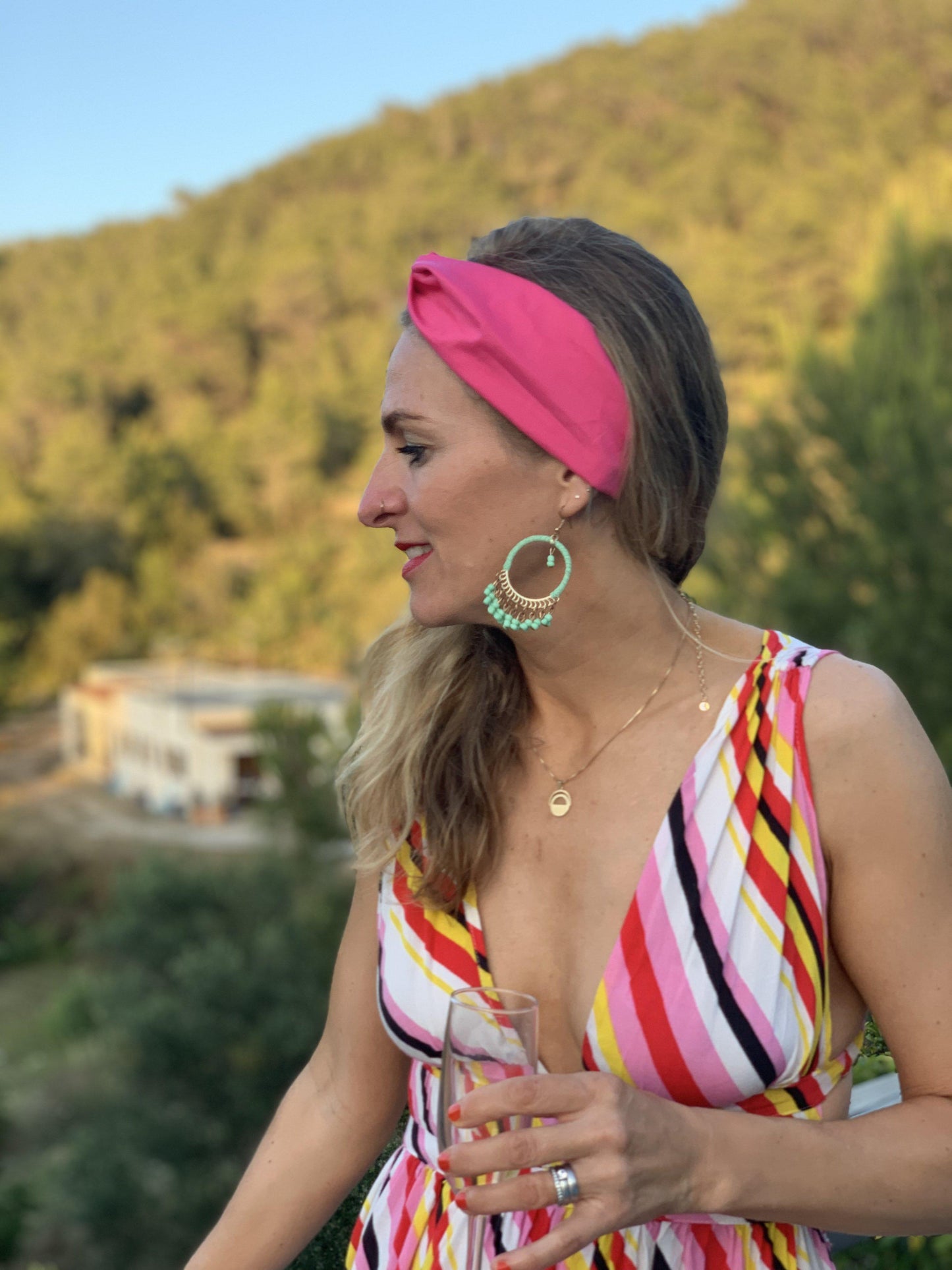 Liberty Pink Twisted Turban hairband and neck scarf - Tot Knots of Brighton