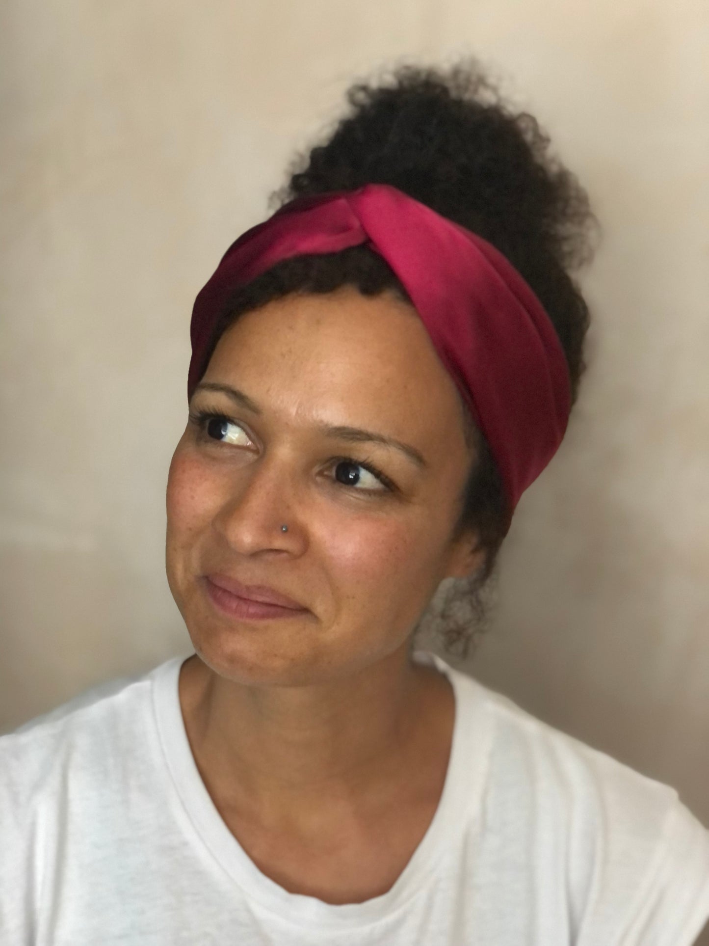 Silk Twisted Turban hairband and neck scarf in Burgundy Mulberry Silk - 100% pure silk satin