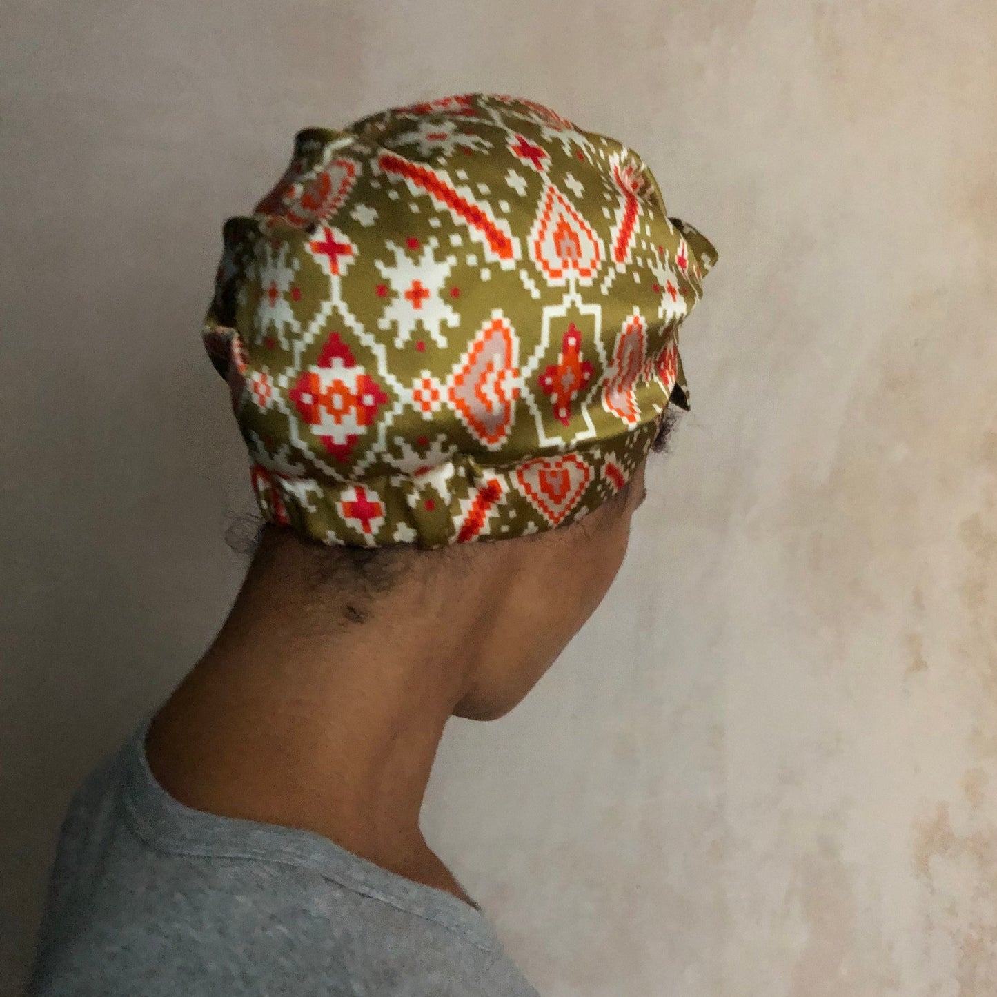 Pure silk Turban & Head wrap - Liberty of London Gold Tapestry Hearts