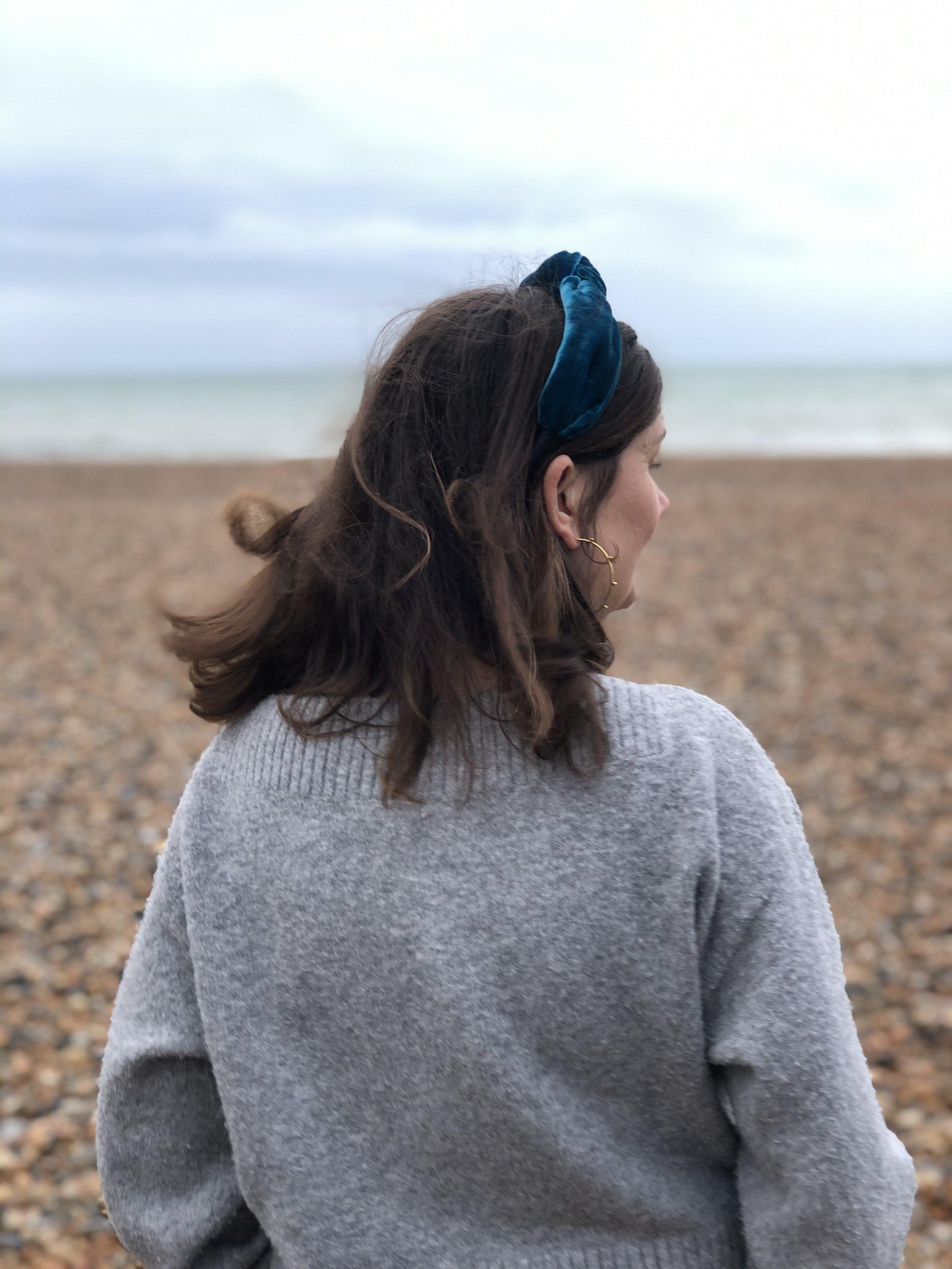Classic Knot headband - Teal Silk Velvet - Tot Knots of Brighton