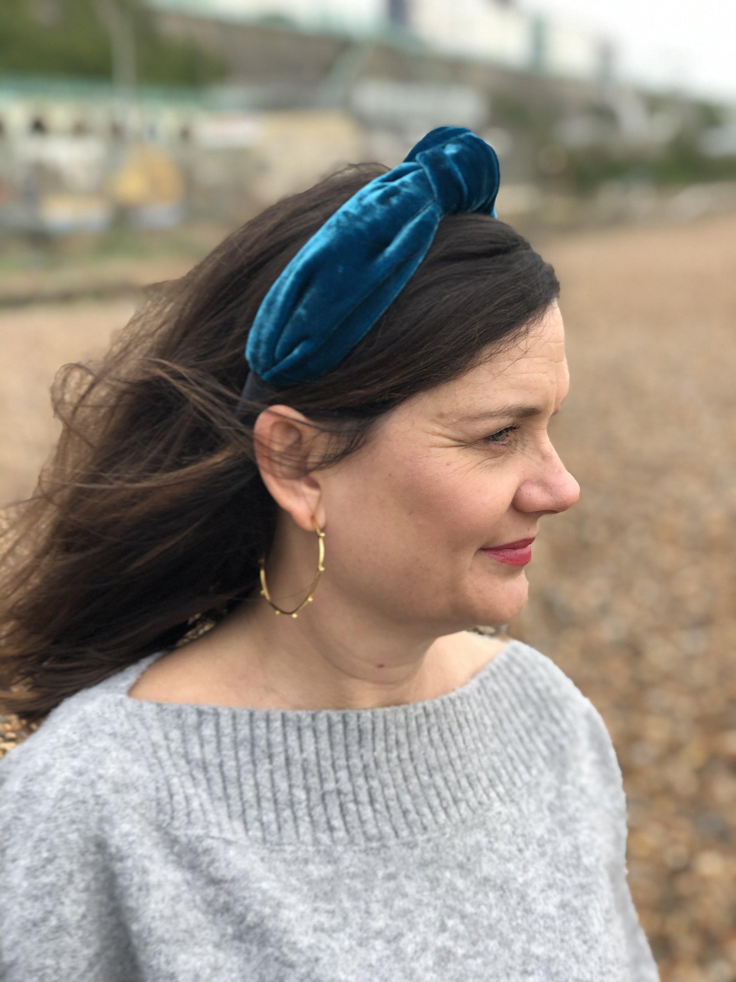 Classic Knot headband - Teal Silk Velvet - Tot Knots of Brighton