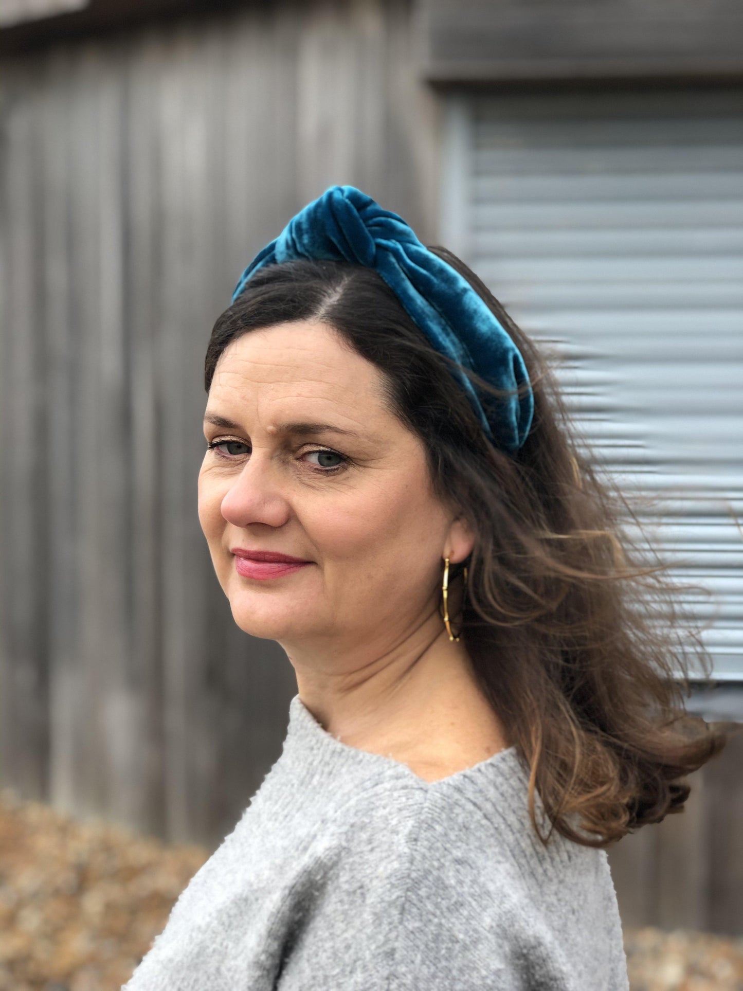 Classic Knot headband - Teal Silk Velvet - Tot Knots of Brighton