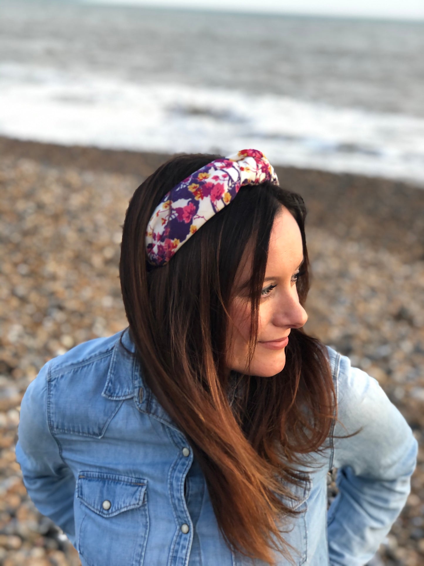 Luxury Silk Knot Alice band - Liberty of London Artist Ombrellino printed silk
