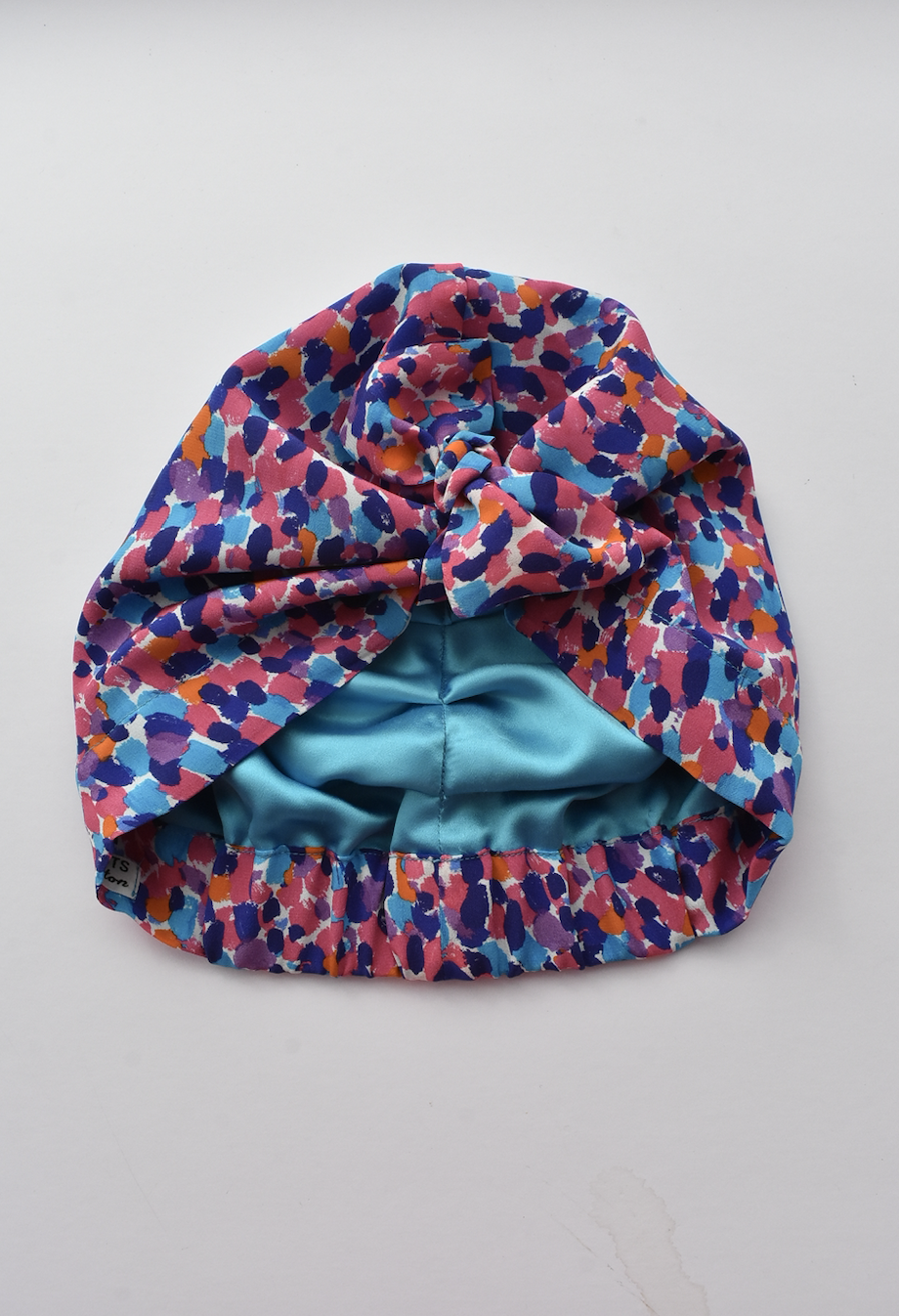 Luxury 100% pure silk Turban & Head wrap - Liberty of London Pink and Blue Graphic - Tot Knots of Brighton