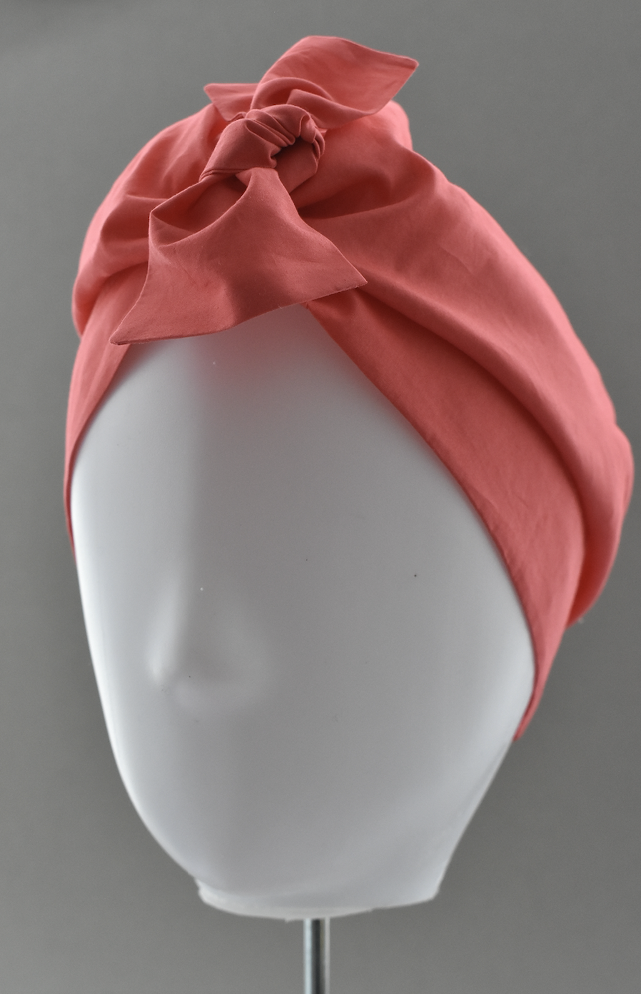Ladies Turban Hat - Coral Red - Tot Knots of Brighton