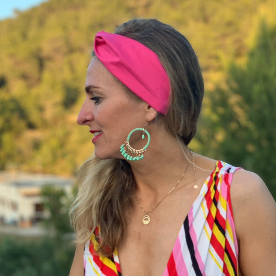 Liberty Pink Twisted Turban hairband and neck scarf - Tot Knots of Brighton