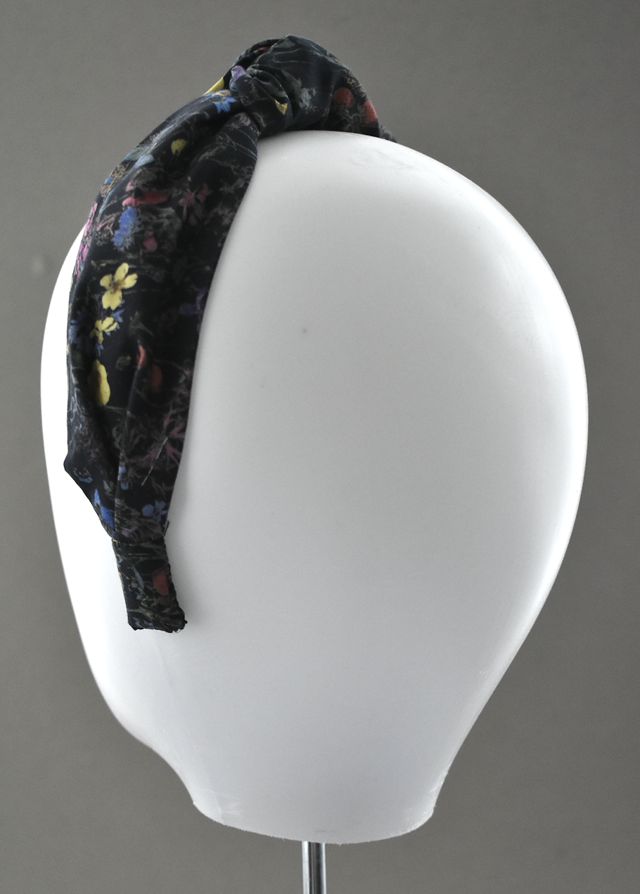 Ladies Knot Alice band - Liberty of London Black Wild Flowers