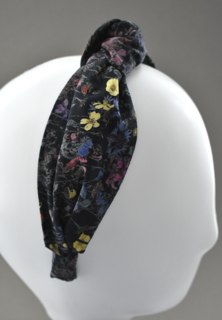 Ladies Knot Alice band - Liberty of London Black Wild Flowers