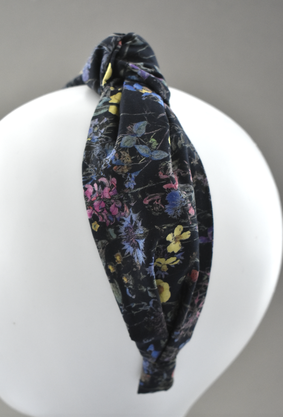 Ladies Knot Alice band - Liberty of London Black Wild Flowers