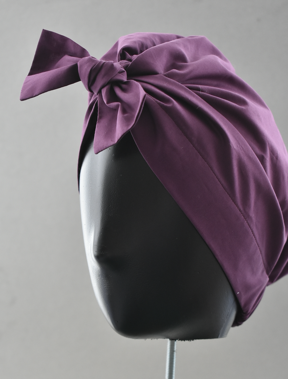 Ladies Turban Hat - Liberty of London Aubergine Purple