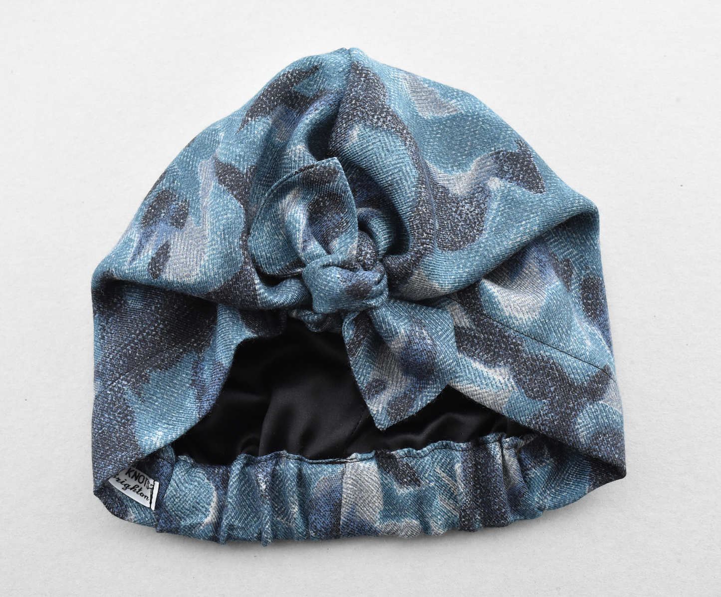 Ladies Turban Hat - Navy and Denim Blue Sybil Campbell Liberty of London print in Lilestone Wool
