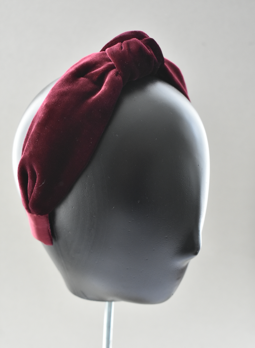 Classic Knot head band - Ruby & Ox Blood Red Velvet - Tot Knots of Brighton