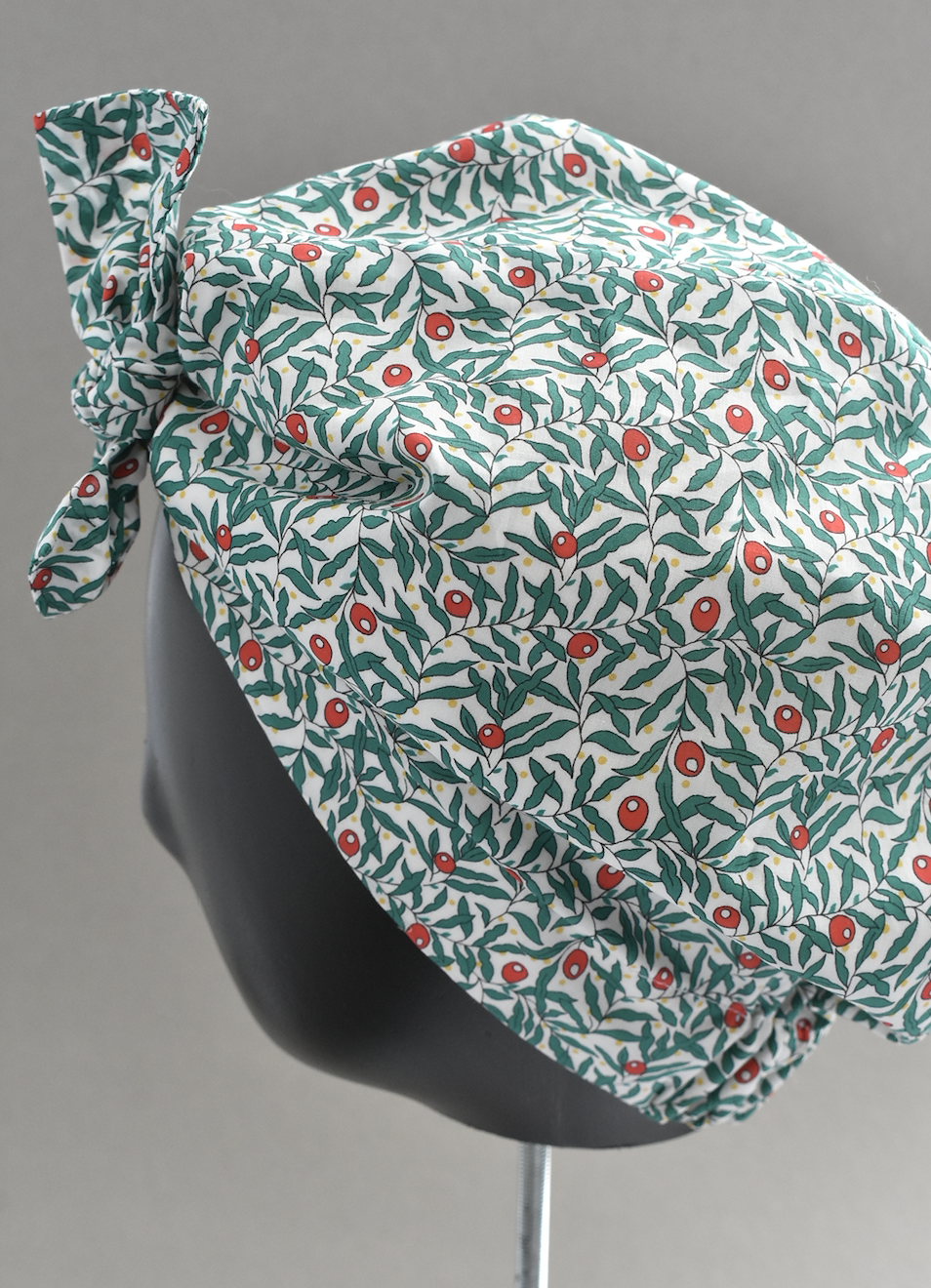 Ladies Turban Hat - Liberty of London Juniper Berry Red & Green floral print