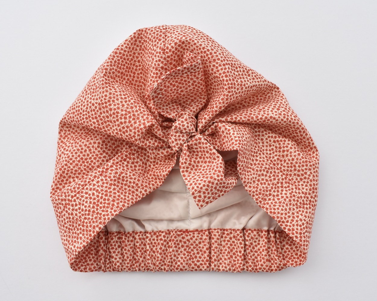 Little Land Girl Baby Turban Hat - Liberty of London Red Marco print