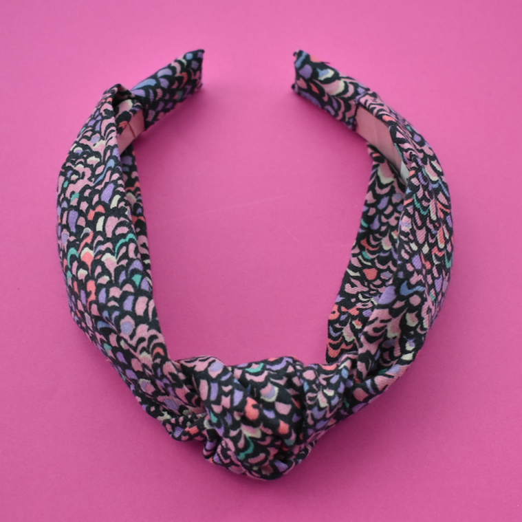 Ladies Knot Alice band - Liberty of London Purple Feather Adriatic print