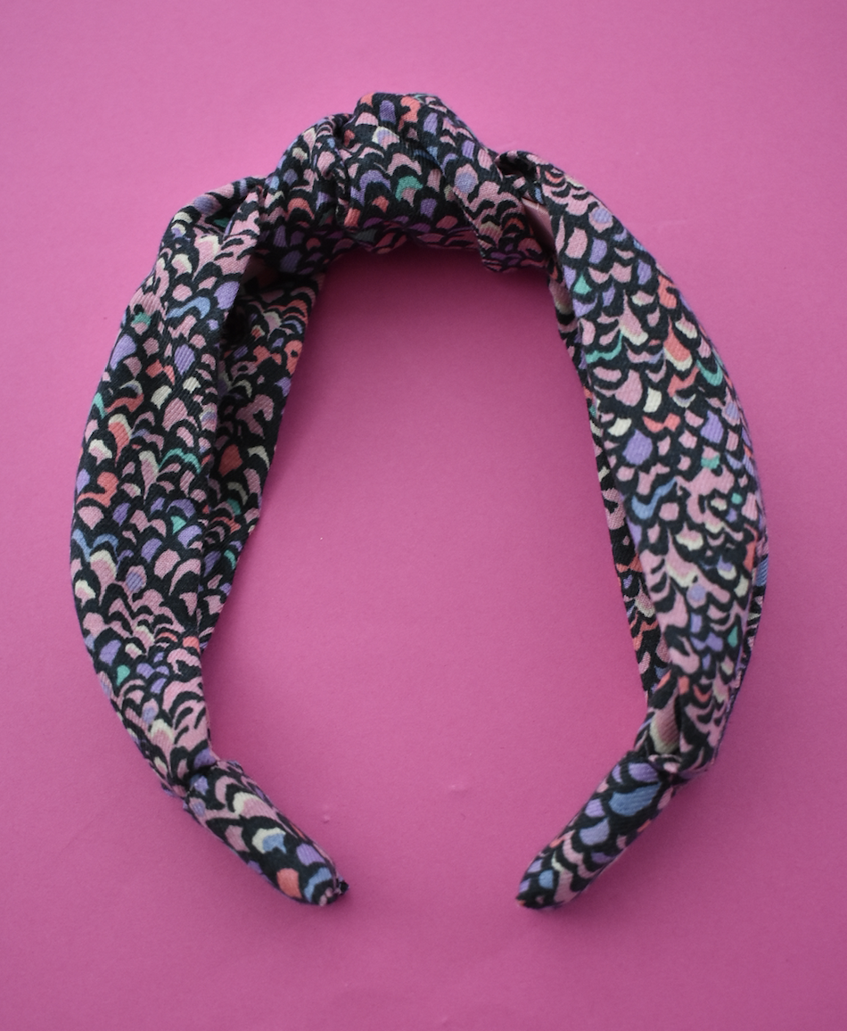 Ladies Knot Alice band - Liberty of London Purple Feather Adriatic print
