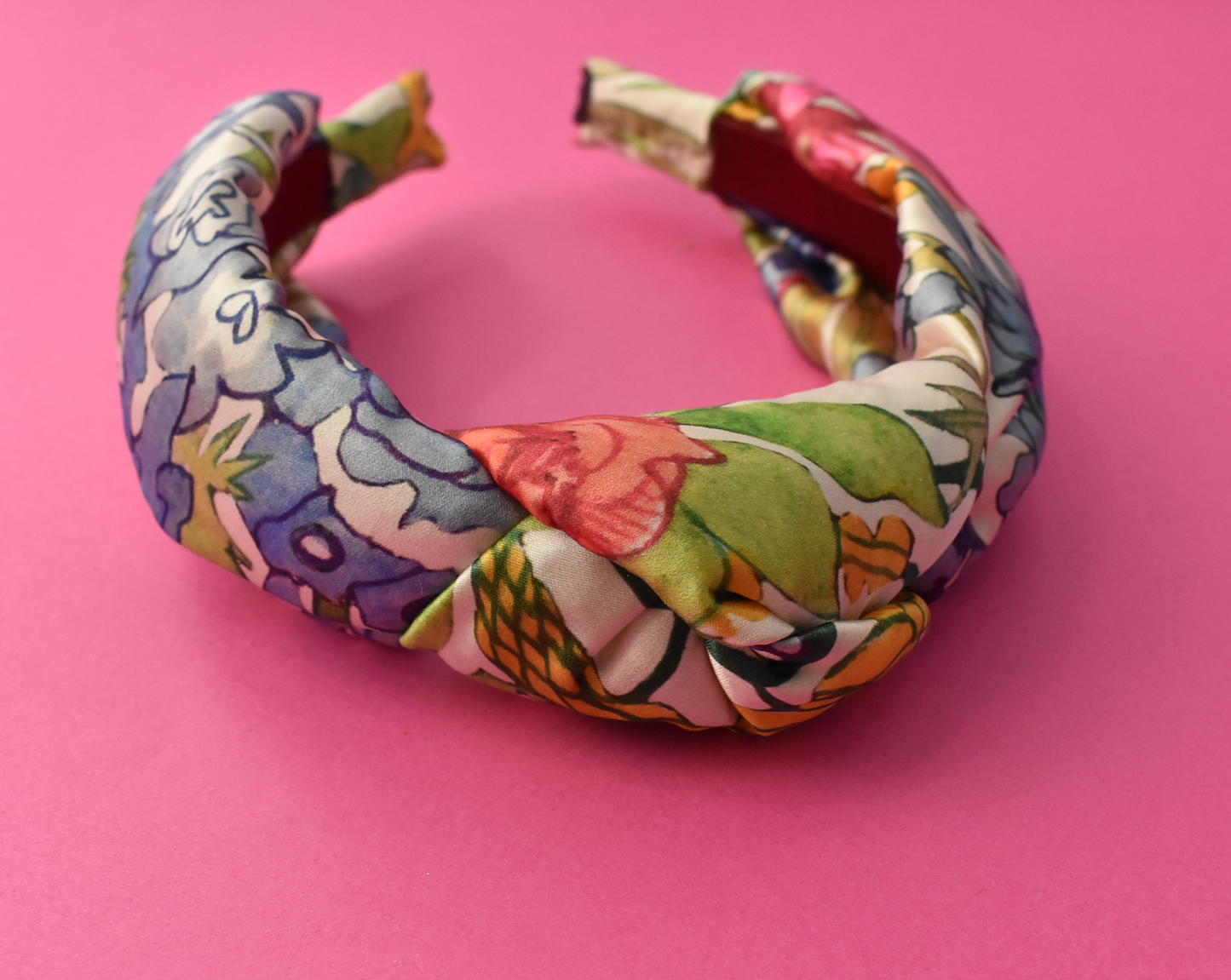 Luxury Silk Knot Alice band - Liberty of London Artist Anas Garden silk satin