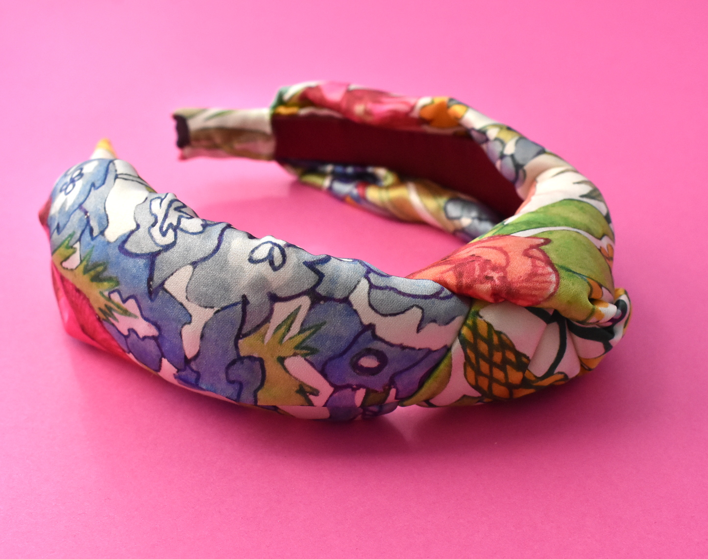 Luxury Silk Knot Alice band - Liberty of London Artist Anas Garden silk satin