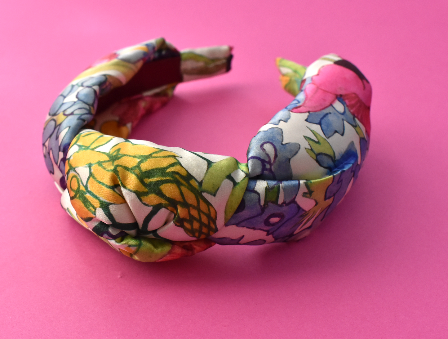 Luxury Silk Knot Alice band - Liberty of London Artist Anas Garden silk satin