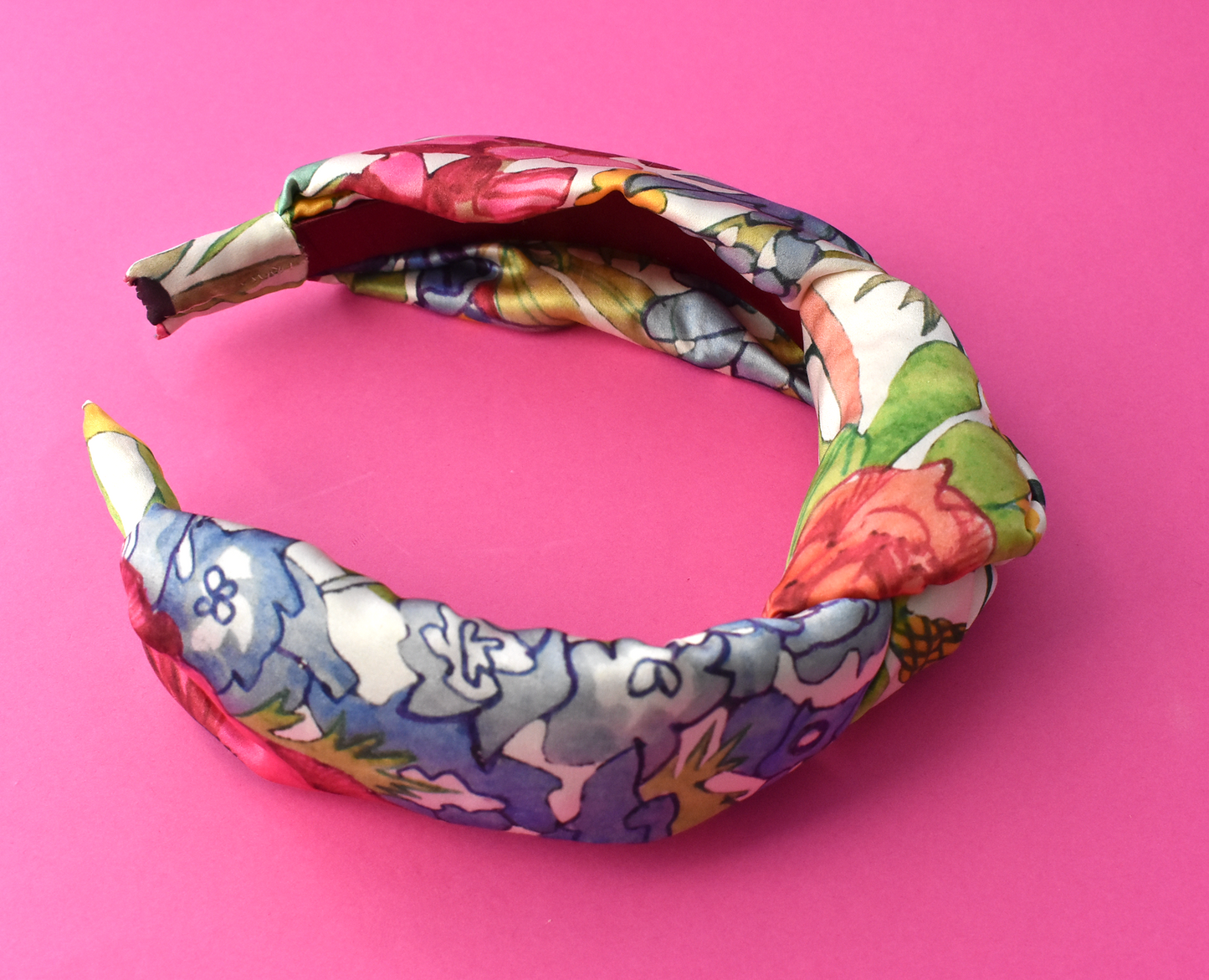 Luxury Silk Knot Alice band - Liberty of London Artist Anas Garden silk satin