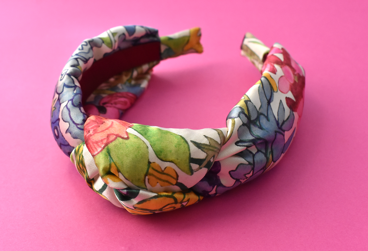 Luxury Silk Knot Alice band - Liberty of London Artist Anas Garden silk satin