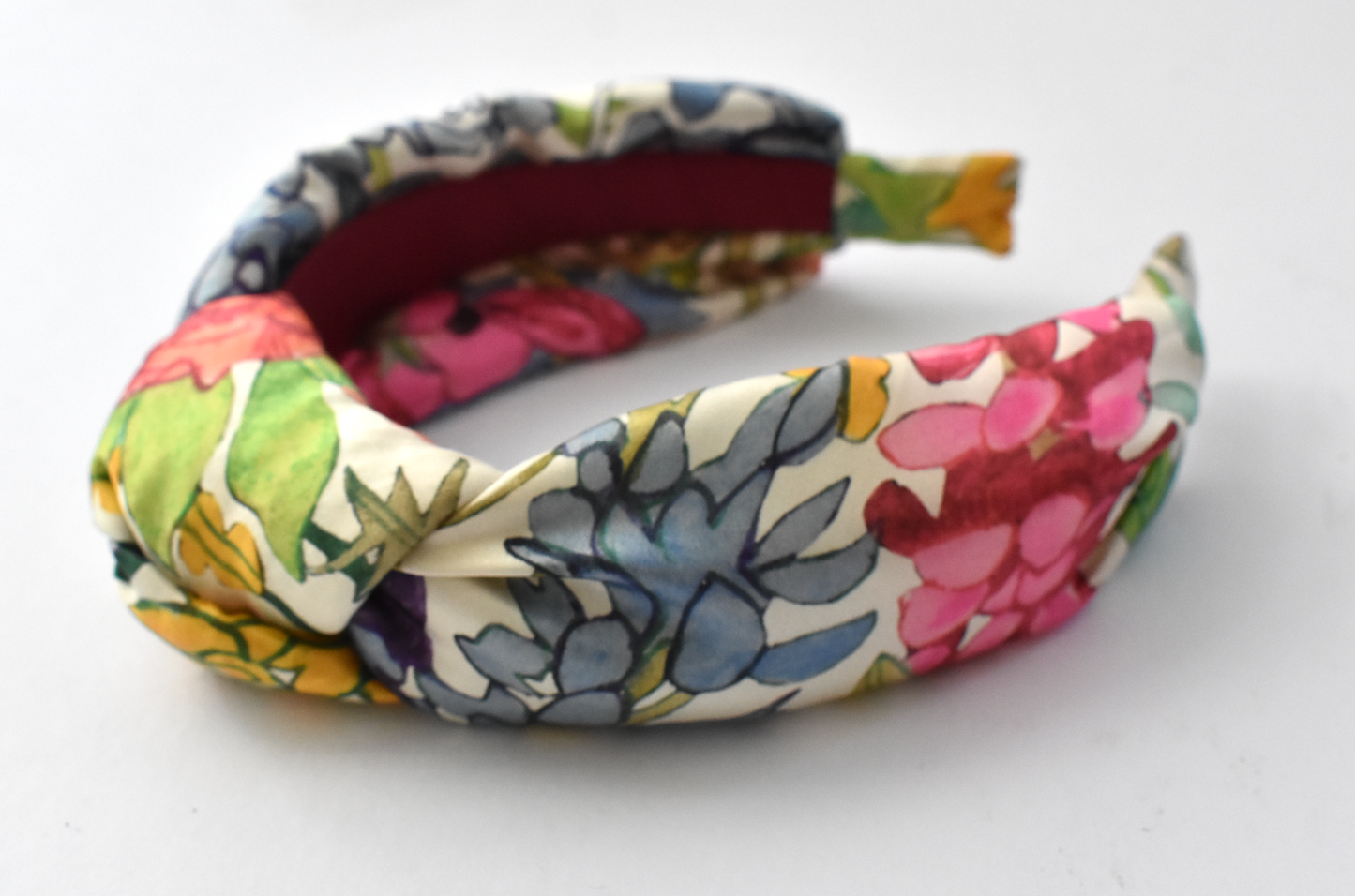 Luxury Silk Knot Alice band - Liberty of London Artist Anas Garden silk satin