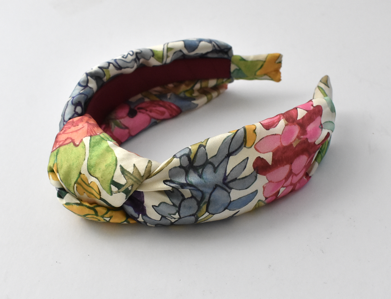 Luxury Silk Knot Alice band - Liberty of London Artist Anas Garden silk satin