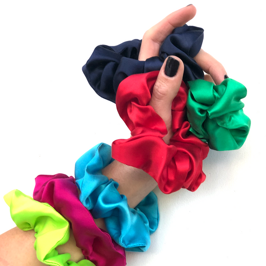 Pure Mulberry Silk Hair tie Scrunchies - various jewel colours